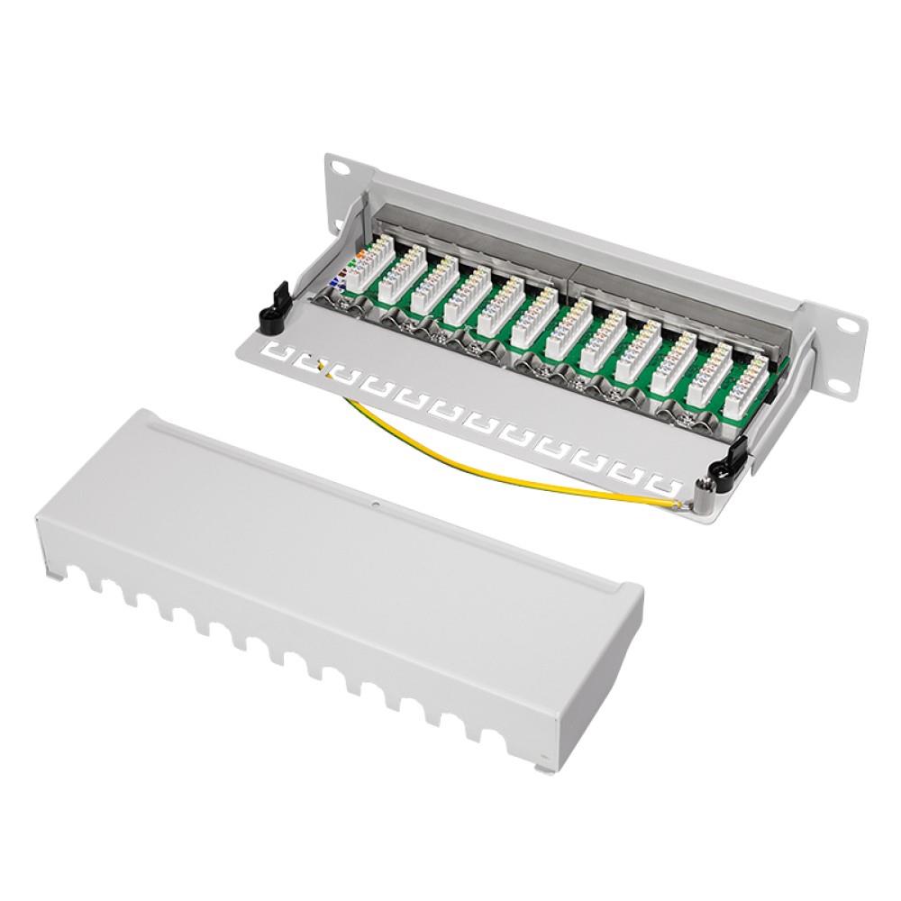 LogiLink Patchpanel 10" Einbau Kat.6A STP 12 Ports grau