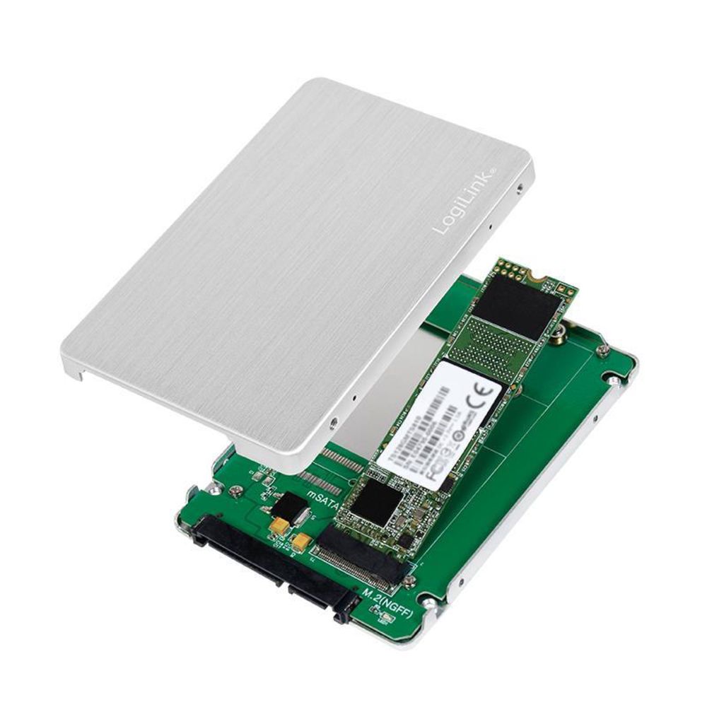 LogiLink Externes SSD Gehäuse 2,5" M.2 NGFF SATA Aluminium Festplattengehäuse