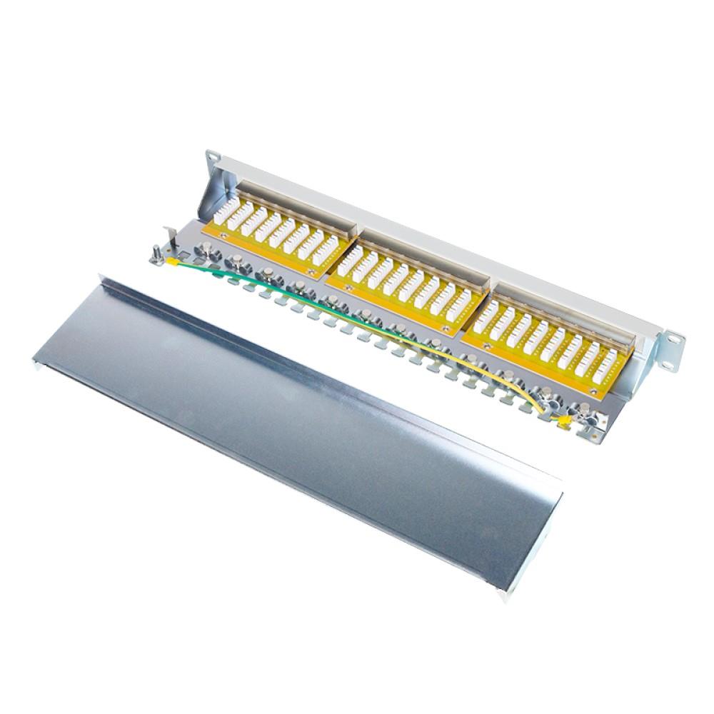 LogiLink Patchpanel Cat.6 mit 24 Port, geschirmt, 19 Zoll Einbau, Hellgrau, PrimeLine