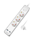 LogiLink Steckdosenleiste 3-fach mit USB-A & USB-C Schnellladefunktion, 1,4 m, Weiß