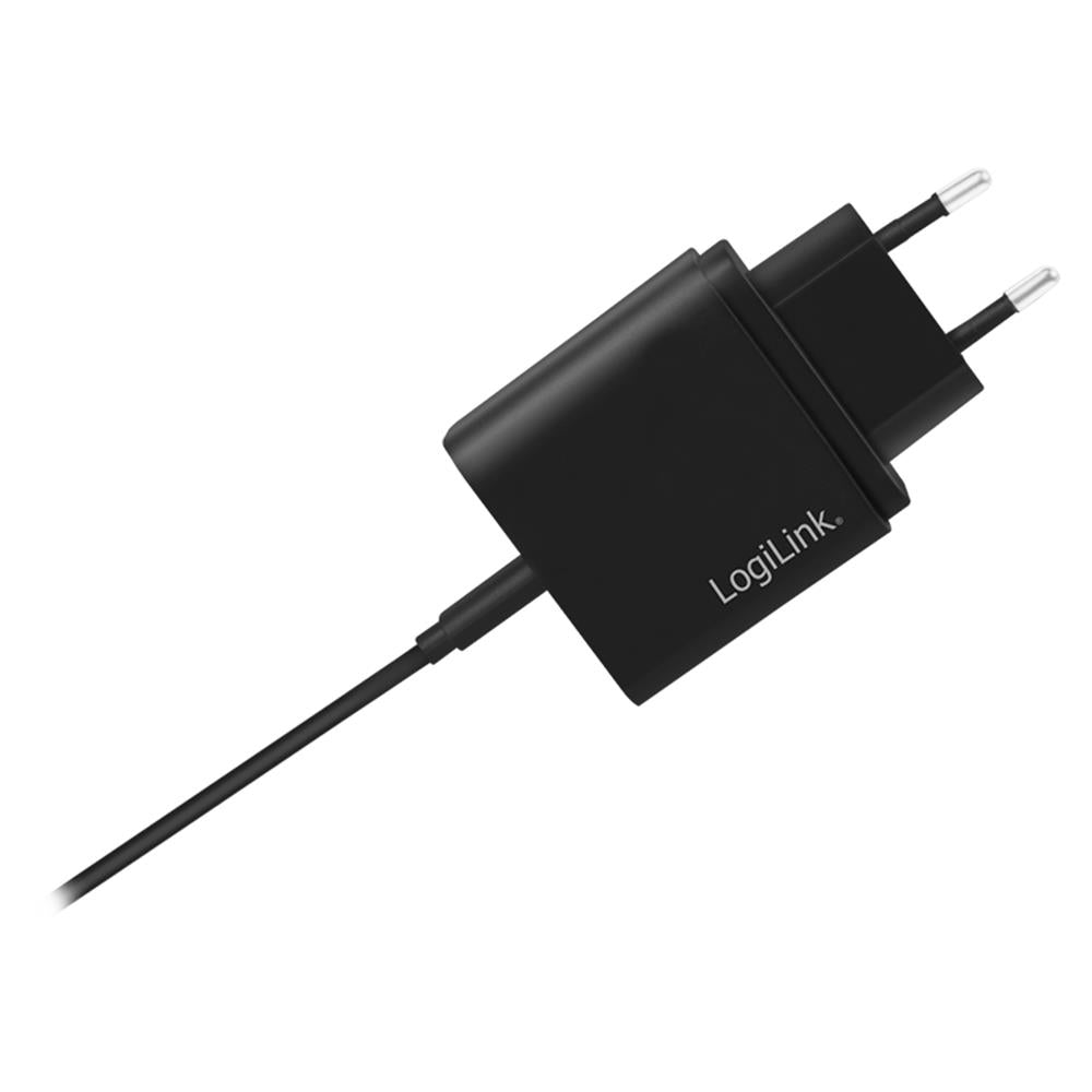 LogiLink Steckdosenadapter mit USB-C Power-Delivery, 18W, Schwarz