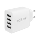 LogiLink Steckdosenadapter mit 4x USB-A, 24W, Weiß