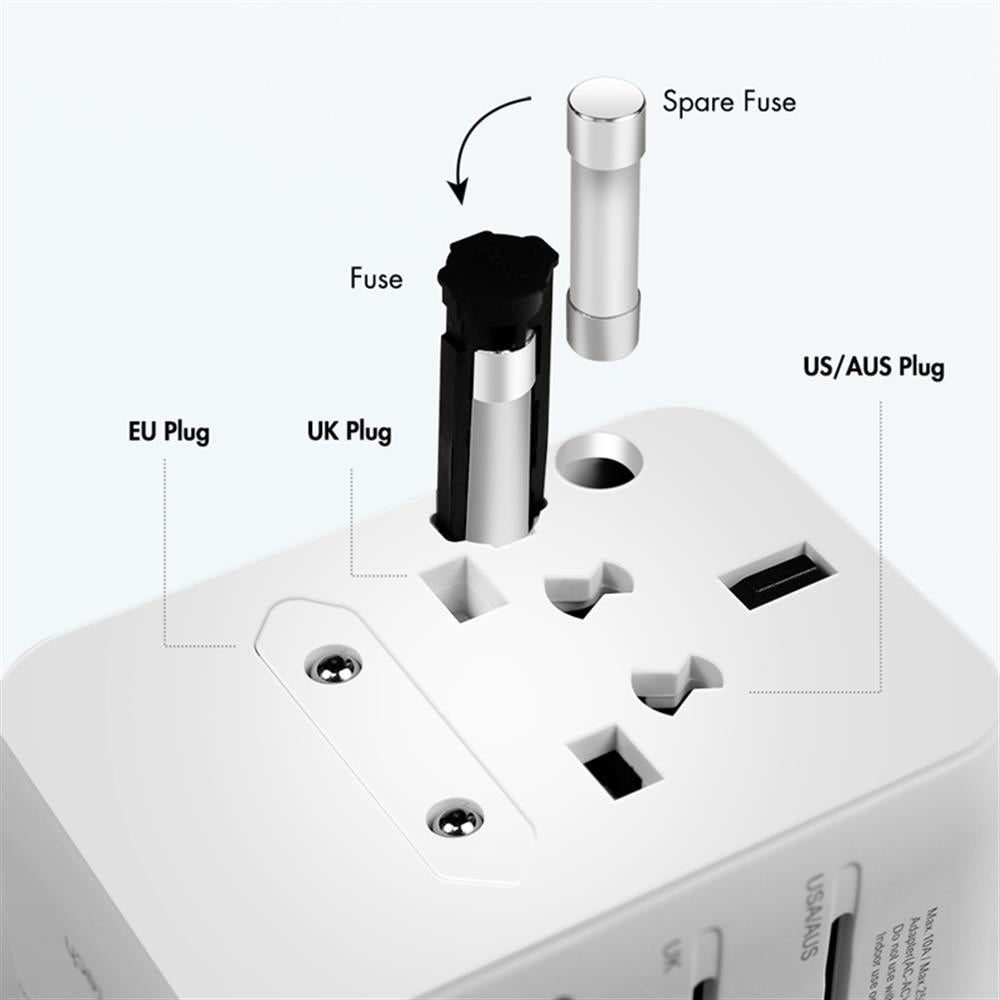 LogiLink Universal-Reisenetzteil 70W PD, 4 Anschlüsse + Kabel, Weiß