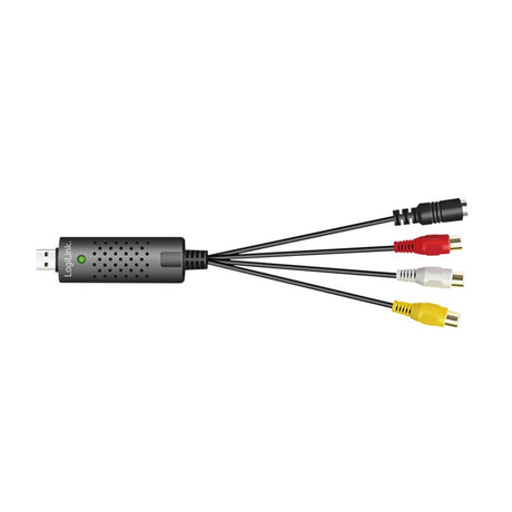 LogiLink USB 2.0 A/V-Grabber – USB-A zu 3× Cinch + miniDIN5, schwarz
