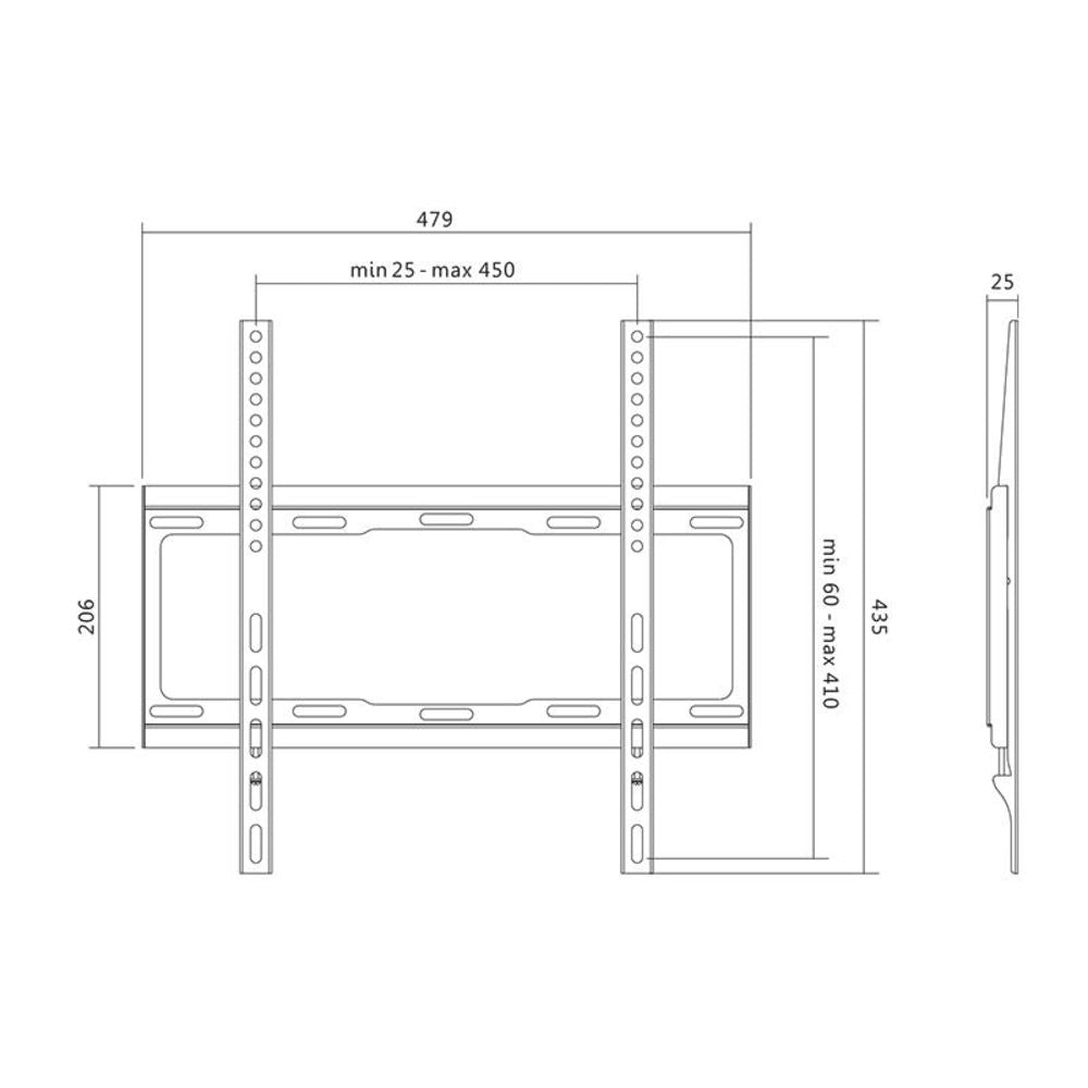 LogiLink TV-Wandhalterung 32-55" starr max. 40 kg schwarz Festmontage ultra flach