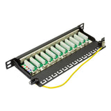 LogiLink Cat.6 Mini Patchpanel 12 Ports geschirmt 10 Zoll Einbau 0,5 HE schwarz