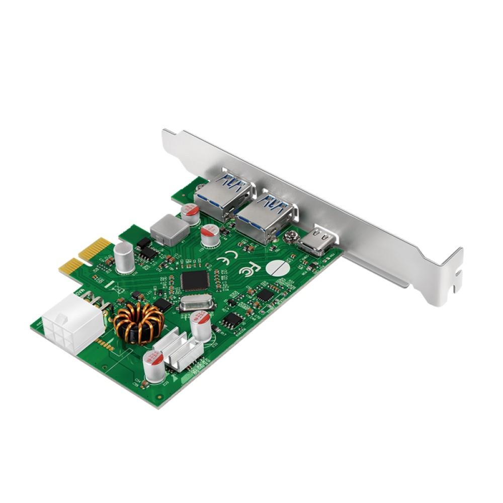 LogiLink PCI Express Karte, USB 3.2 Gen1x1, 1x USB-C PD 3.0 & 2x USB 3.0