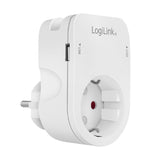 LogiLink Steckdosenadapter mit Schutzkontaktbuchse, 2x USB-A und Ablegehalterung