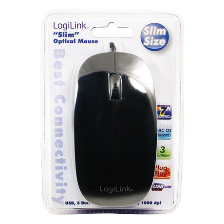 LogiLink Computermaus USB Anschluss Optisch flaches Design Slim schwarz