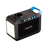 LogiLink Tragbare Powerstation 80 W, 24.000 mAh, 7 Anschlüsse, LED-Licht, Schwarz/Blau