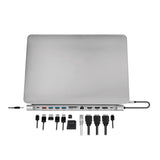 LogiLink USB 3.2 Gen2 Docking-Station – 12-Port, USB-C, PD 100 W, Silber