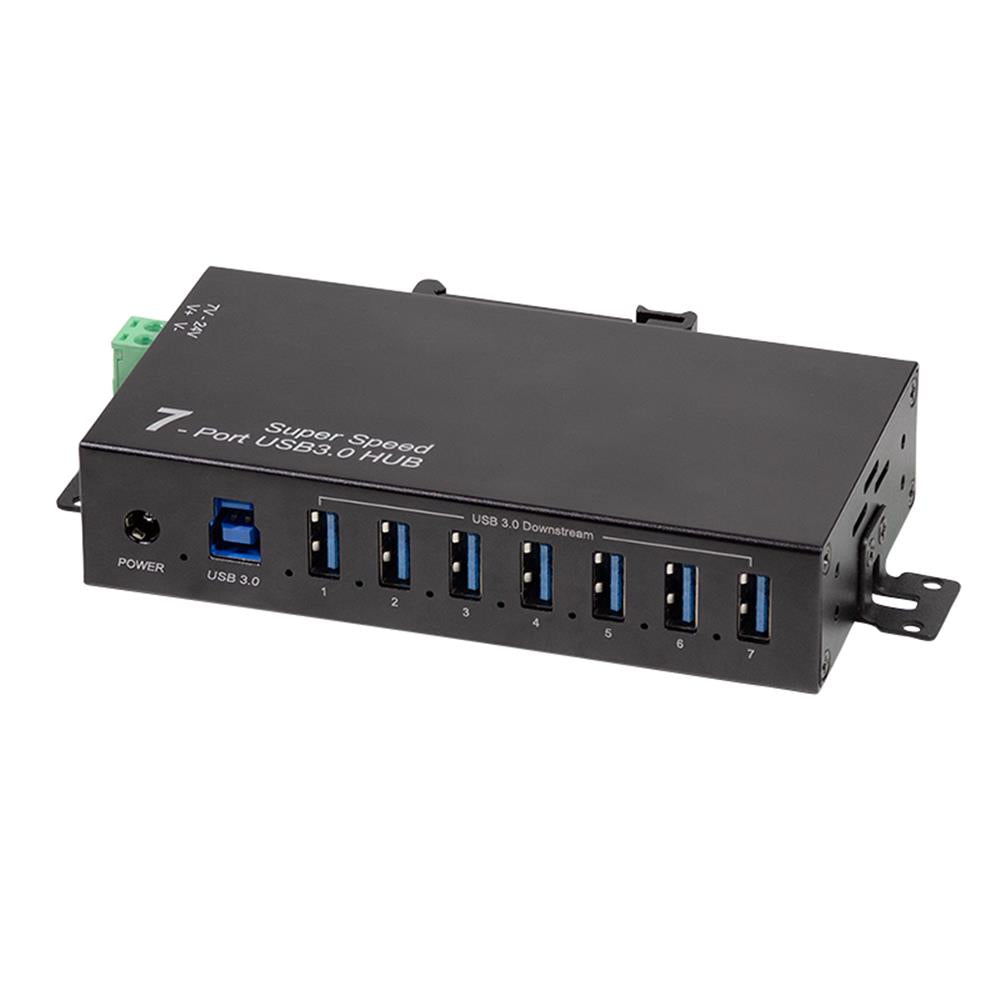 LogiLink USB 3.0 Industrie-Hub, 7 Ports, 5 Gbit/s, 10 W, Schwarz