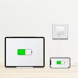 LogiLink Dual-USB Steckdosenadapter, 65 W, GaN, 1x USB-C PD, 1x USB-A QC, Weiß