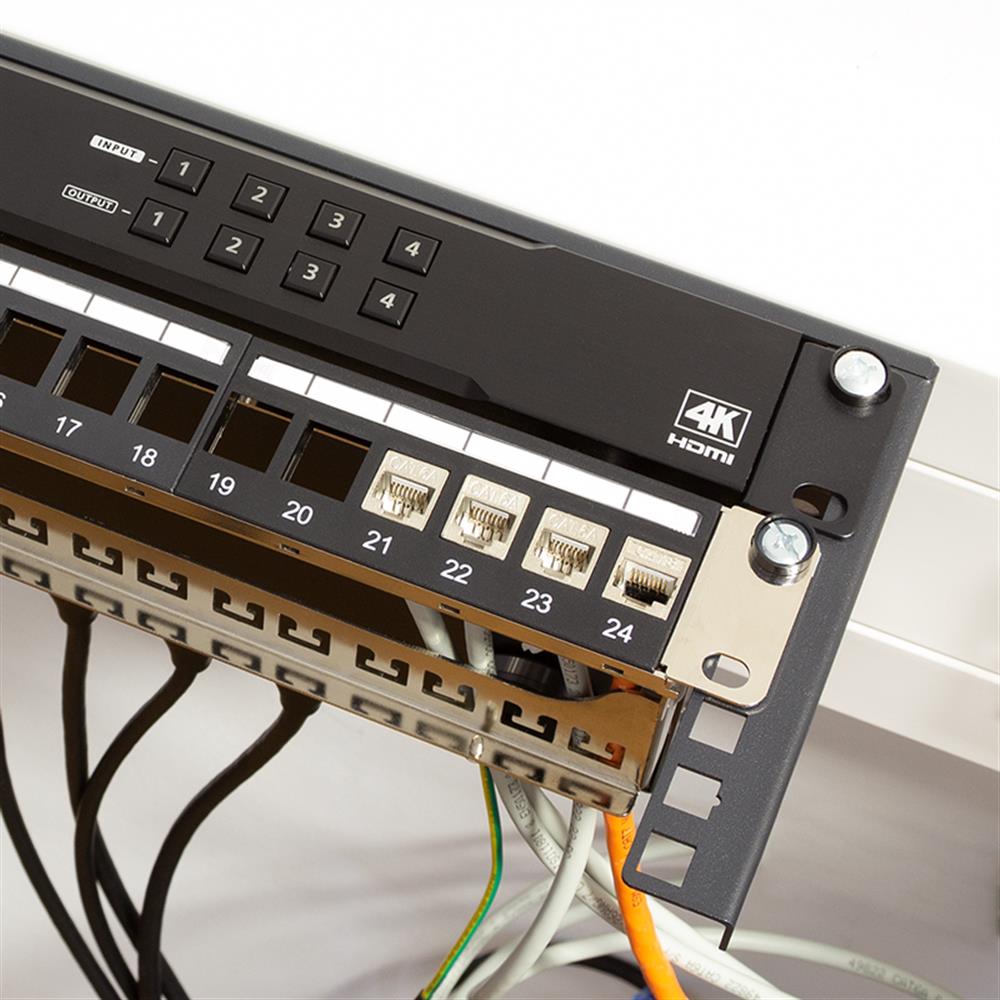 LogiLink 19" Rackhalterung – Untertisch- oder Wandmontage, 2HE, Schwarz