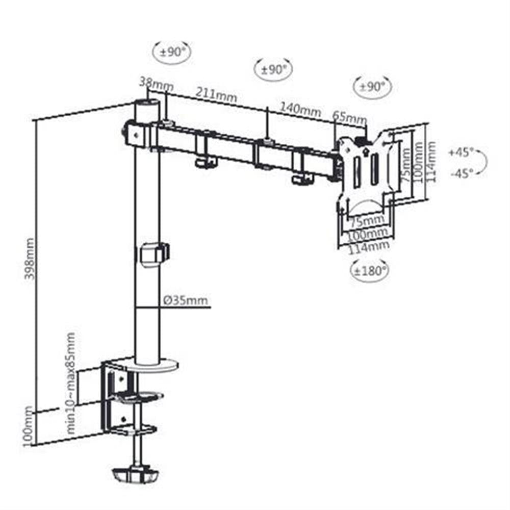 LogiLink Monitorhalterung 17–32"Zoll neigbar schwenkbar drehbar VESA Arm 390mm max.8kg