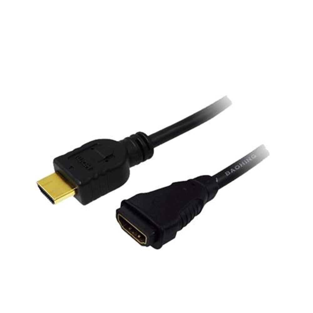 LogiLink HDMI-Kabel, A/M zu A/F, 4K/30 Hz, schwarz, 1 m