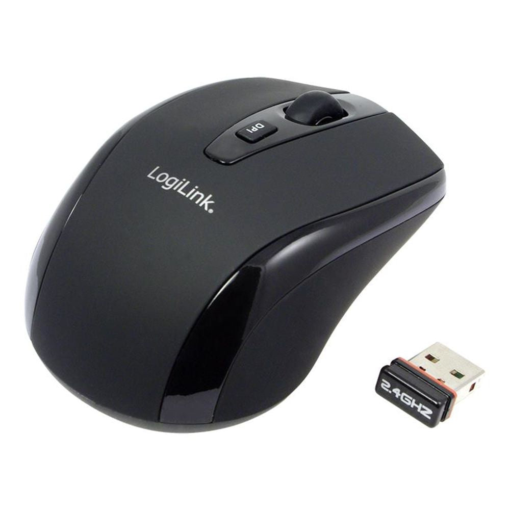 LogiLink Mini USB Funkmaus mit 2.4GHz, optisch, Schwarz