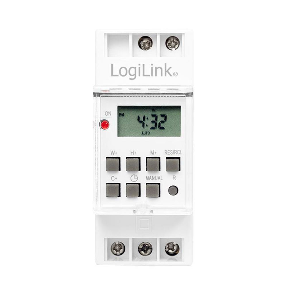 LogiLink Digitale Zeitschaltuhr zur Hutschienenmontage mit Timer und LCD