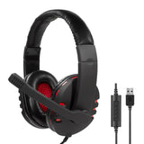 LogiLink Stereo-Headset, 1x USB-A-Stecker, Bügelmikrofon, Gaming, Schwarz/Rot