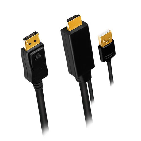 LogiLink HDMI-Anschlusskabel HDMI-A-Stecker und USB-A-Stecker an DisplayPort-Stecker schwarz 2 m