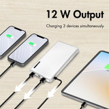 LogiLink Powerbank 10.000 mAh, 2× USB-A & 1× USB-C, Schnellladen, Weiß