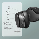 BT0053 Bluetooth 5.3 ANC-Headset mit 30h Akku und Tragetasche, Schwarz