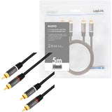 LogiLink Audio-Kabel 2x Cinch/male zu 2x Cinch/Stecker vergoldete Kontakte schwarz 5 m