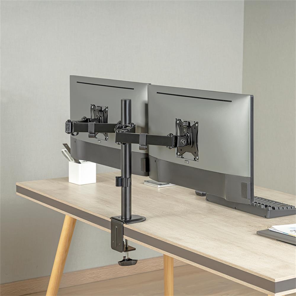 LogiLink Monitorhalterung, 2-fach, 17-32", Armlänge: je 376 mm, Aluminium