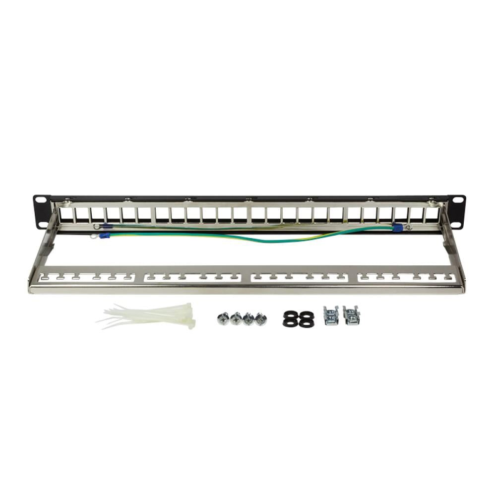 LogiLink Keystone Patchpanel für 24 Keystone Buchsen, 1 HE, unbestückt, schwarz