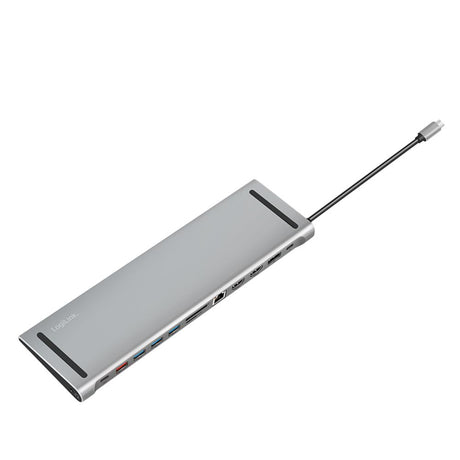 LogiLink USB 3.2 Gen2 Docking-Station – 12-Port, USB-C, PD 100 W, Silber