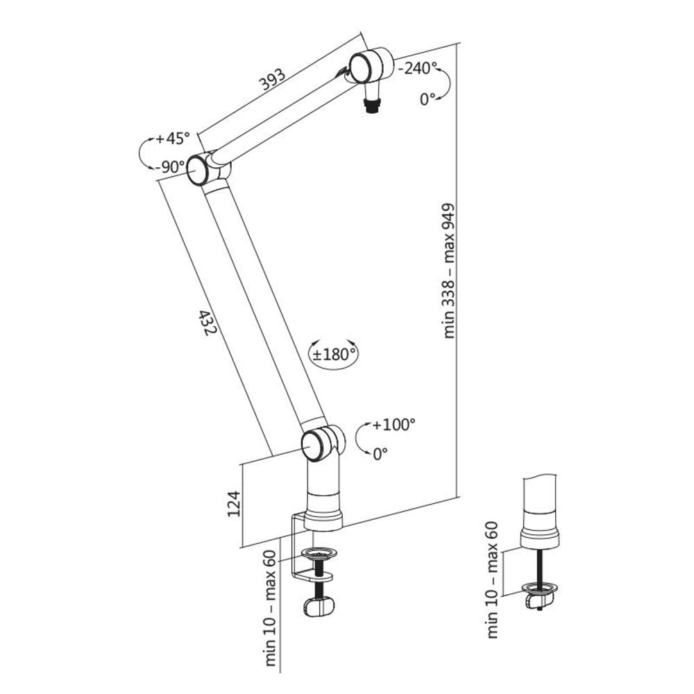 LogiLink Professioneller Mikrofonarm für 3/8" und 5/8" Gewinde Scherenarm Aufhängungsfedern 360°