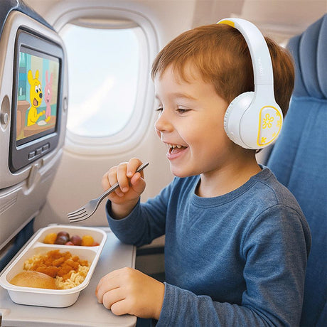 LogiLink Bluetooth 5.4 Kinderheadset, max. 85 dB, mit Mikrofon, faltbar, Hellblau/Gelb