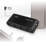 LogiLink USB 2.0 Hub 4-Port mit Netzteil Schwarz