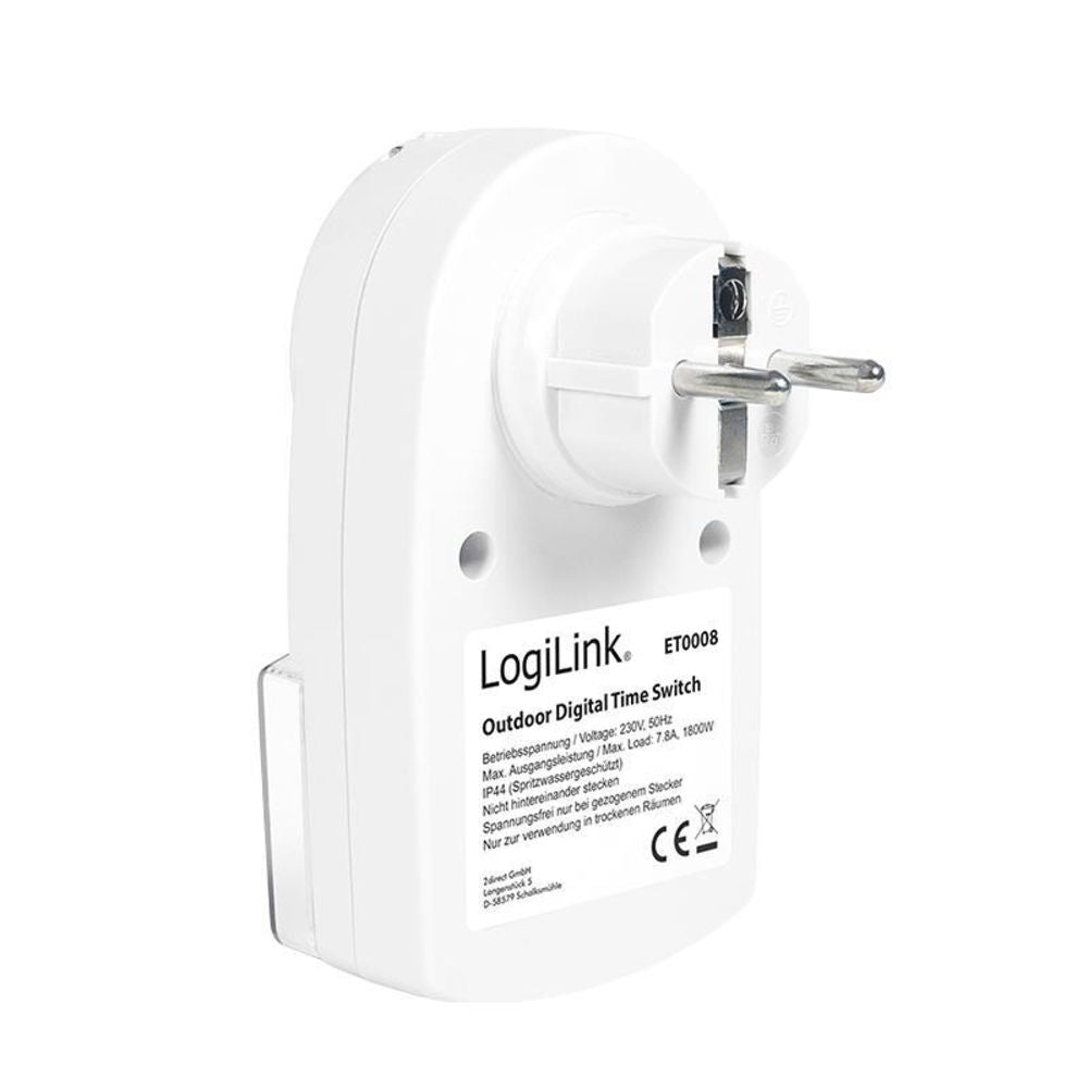 LogiLink Digitale Zeitschaltuhr für den Außenbereich IP44 mit LCD Display in Weiß