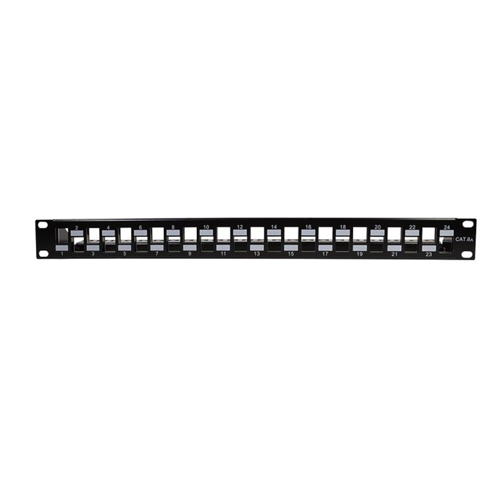 LogiLink 19" Patchpanel für 24 Cat.6A-Module, 1 HE, unbestückt, schwarz