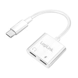 LogiLink USB-C Adapter mit 60W PD-Ladeport & zusätzlichem USB-C Anschluss – Weiß