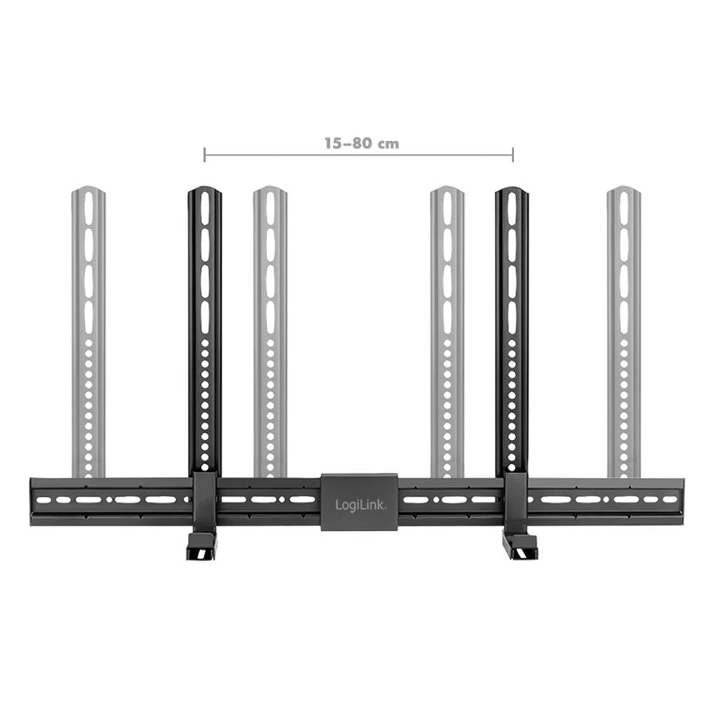 LogiLink Universelle Soundbar-Halterung, 86–155 mm Tiefe, bis 15 kg, Schwarz