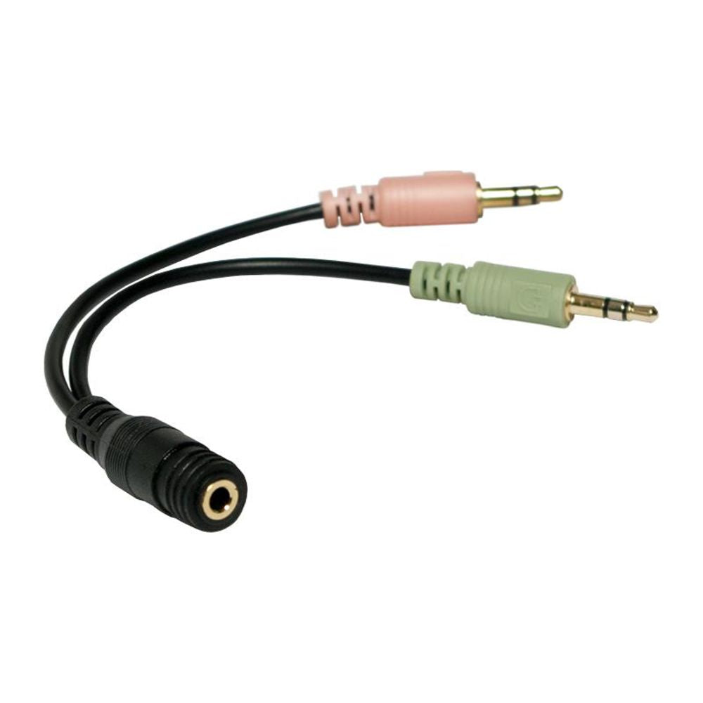 LogiLink Audio Klinken Adapter 4-polig 3,5 mm Buchse auf 2x 3,5 Stecker