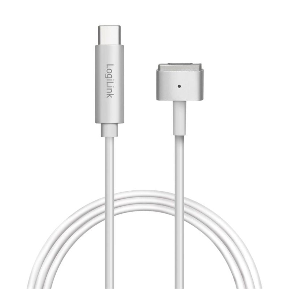 LogiLink USB-C Ladekabel PD kompatibel mit MacBook Pro 2012-15 / Air 2012-17 silber