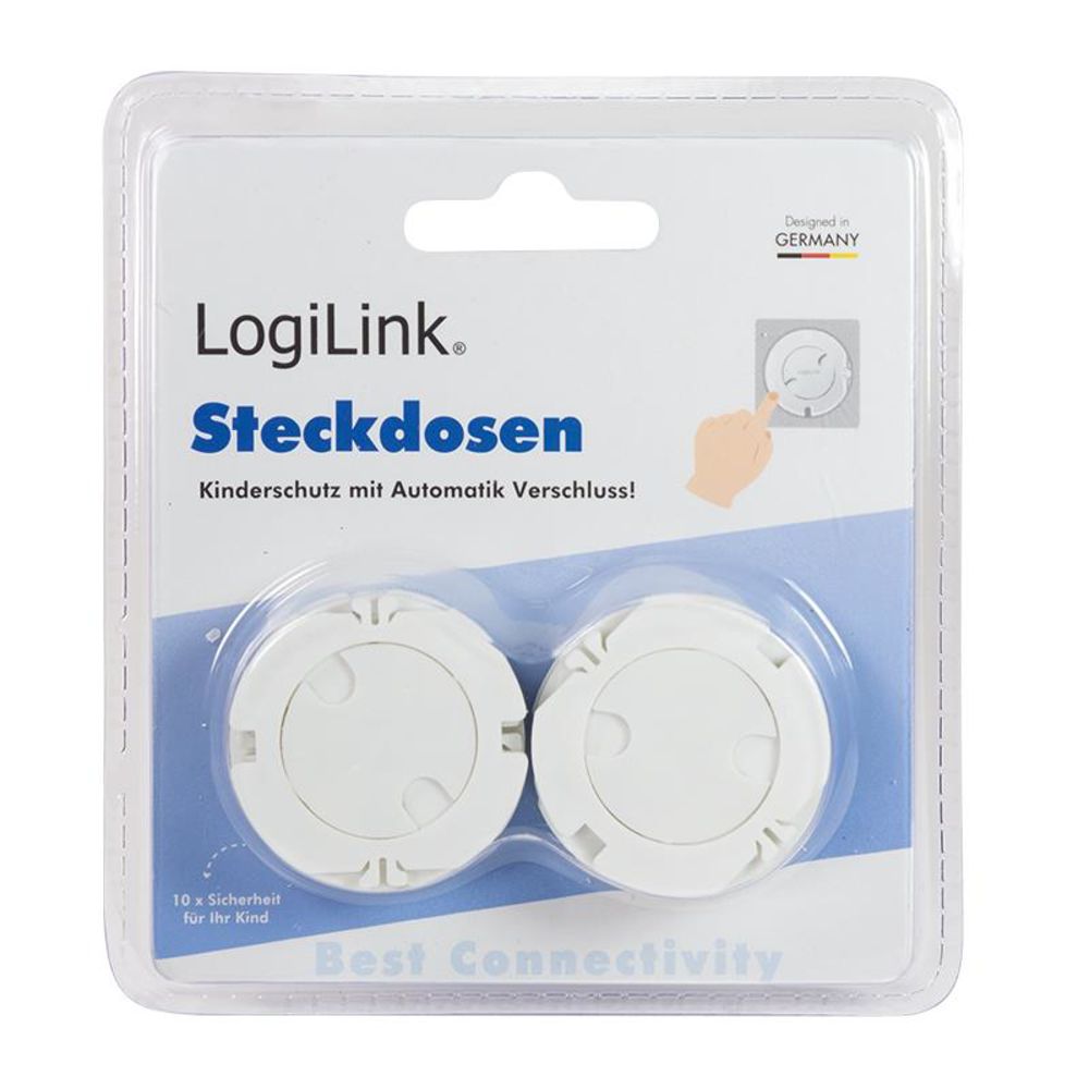 LogiLink Steckdosenschutz in Weiß mit Automatikverschluss 10er Set