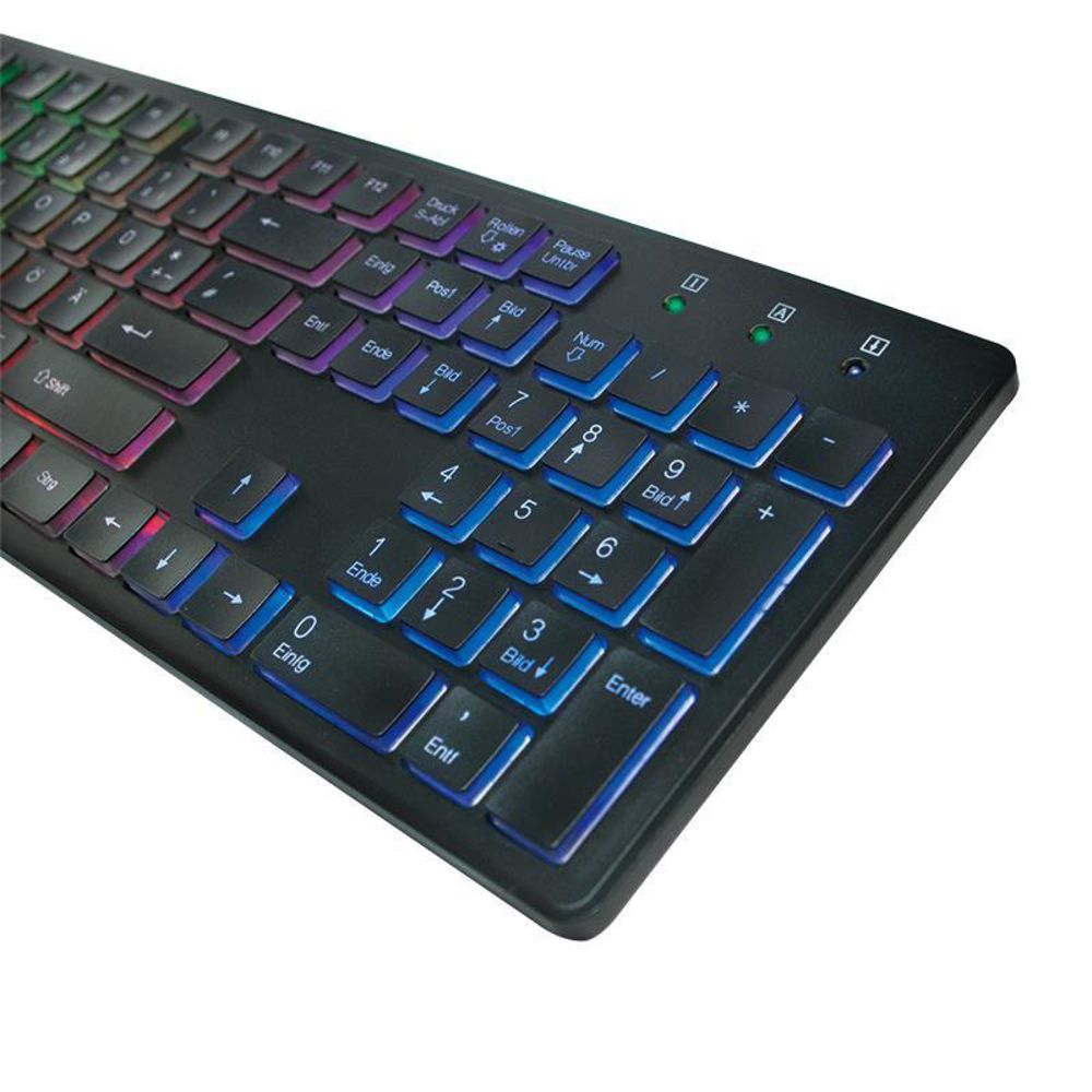 LogiLink Beleuchtete Tastatur LED RGB USB 1.1 QWERTZ-Layout Plug & Play