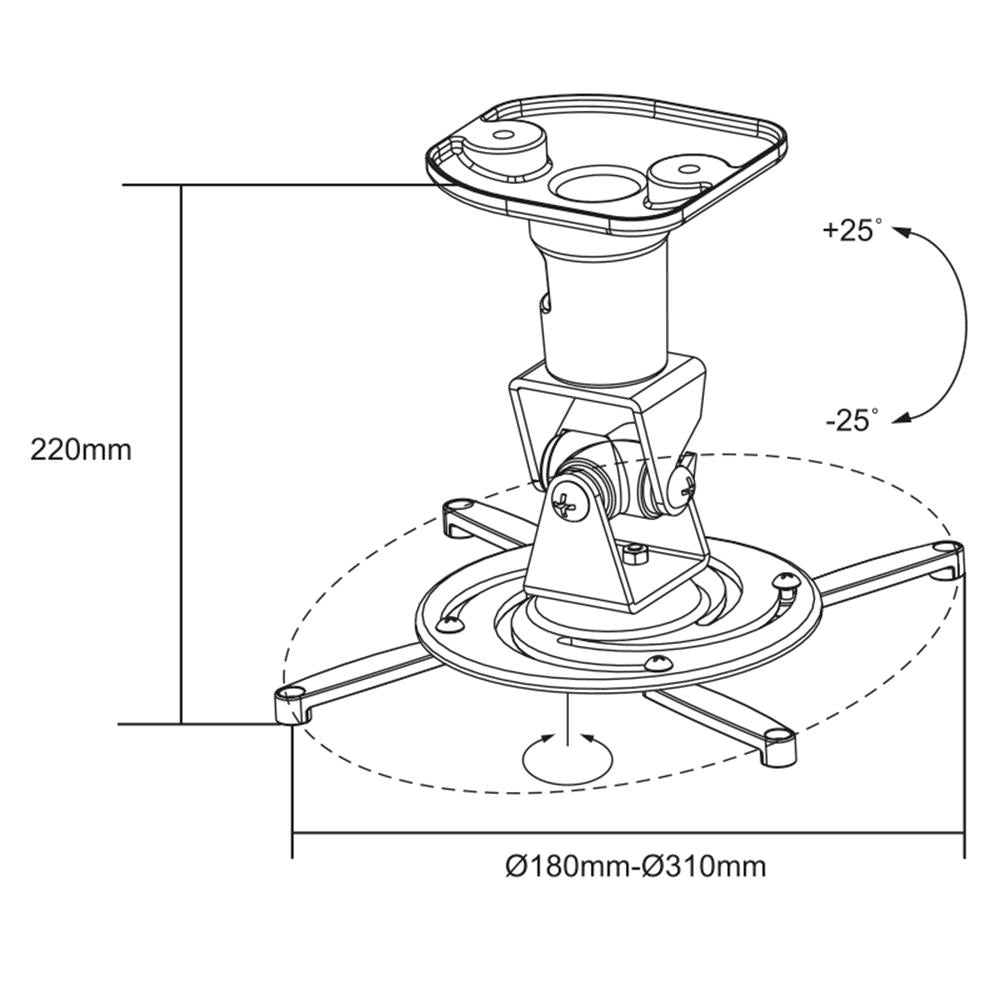 LogiLink Beamerhalterung mit Armlänge 220mm in Weiß