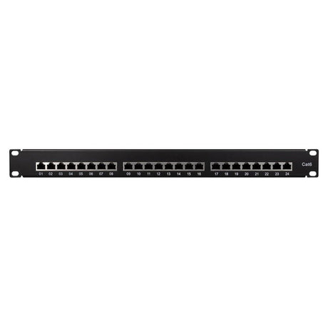 LogiLink Patchpanel 19 Zoll Einbau Kat.6 STP 24 Ports, schwarz