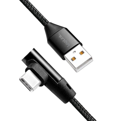 LogiLink USB 2.0 Anschlusskabel USB Typ A zu USB Typ C abgewinkelt schwarz 1m