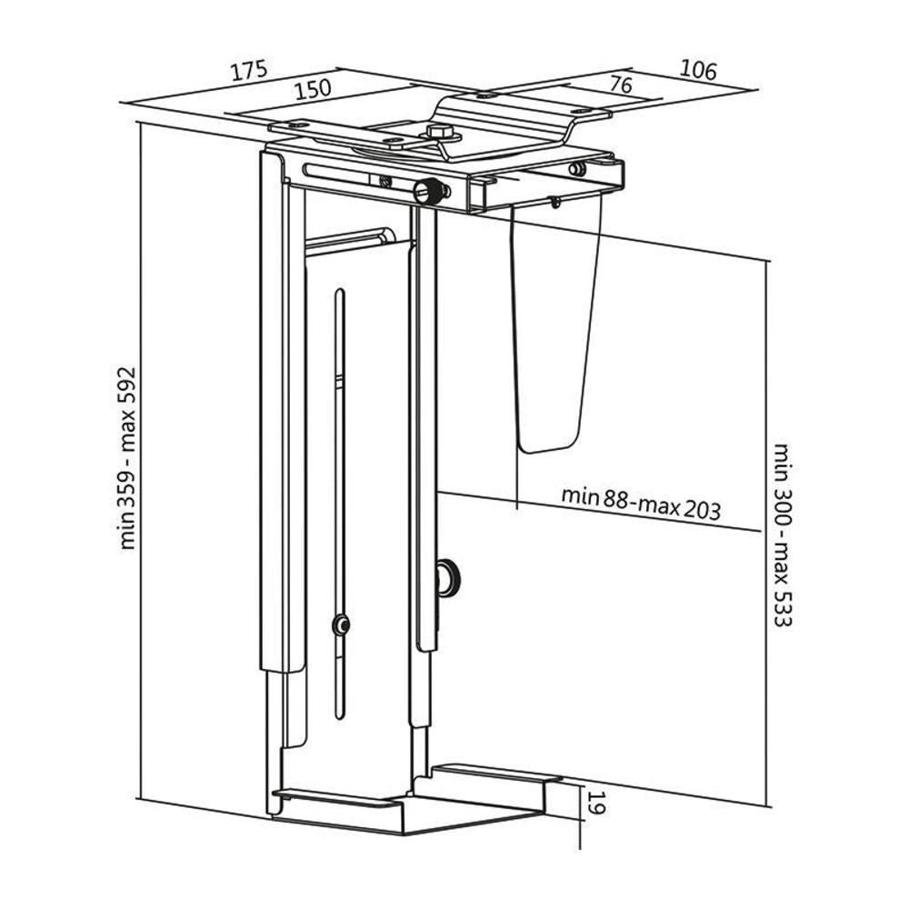 LogiLink Verstellbare PC-Halterung Untertischmontage Wandmontage drehbar