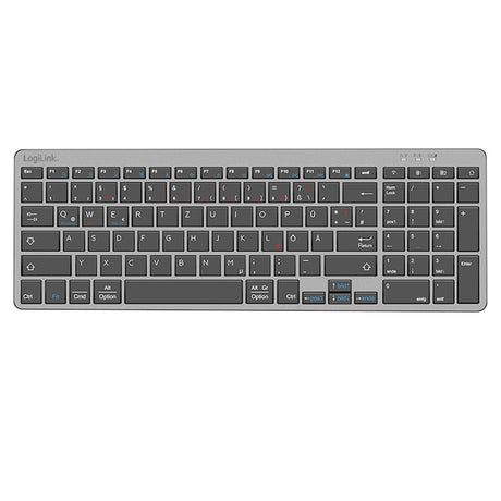 LogiLink 2,4 GHz & Bluetooth 5.0 Dual-Mode Tastatur-Maus-Set – Aluminium, Grau