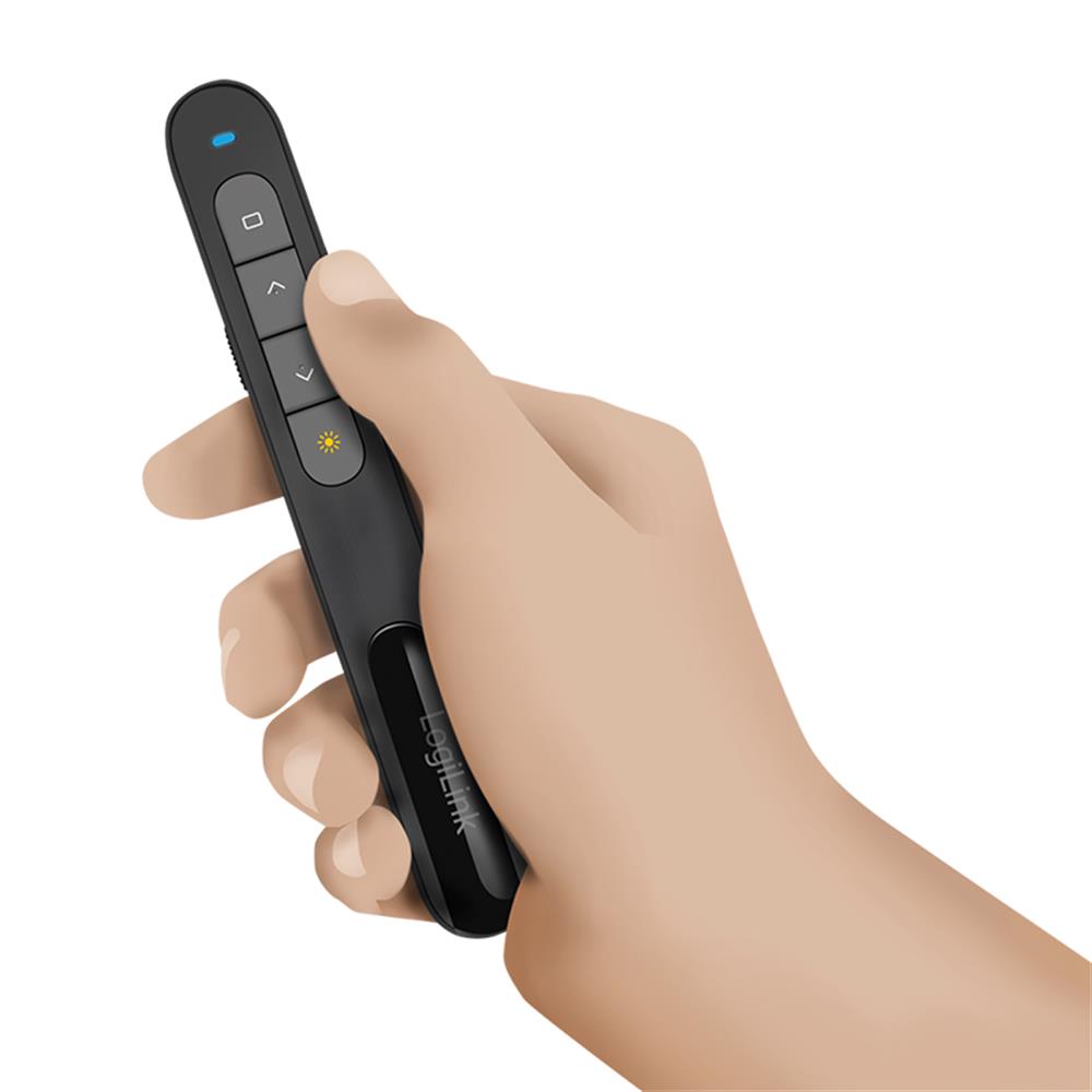 LogiLink Wireless Presenter, 2,4 GHz mit integriertem roten Laserpointer, Reichweite bis zu 50m