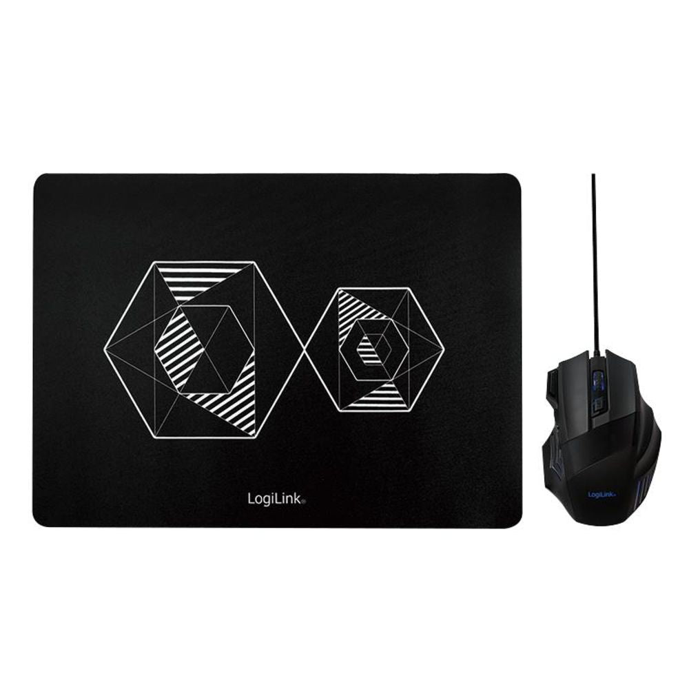 LogiLink Gaming Combo Set aus Gaming-Maus und Mauspad mit 2400dpi und LED-Beleuchtung