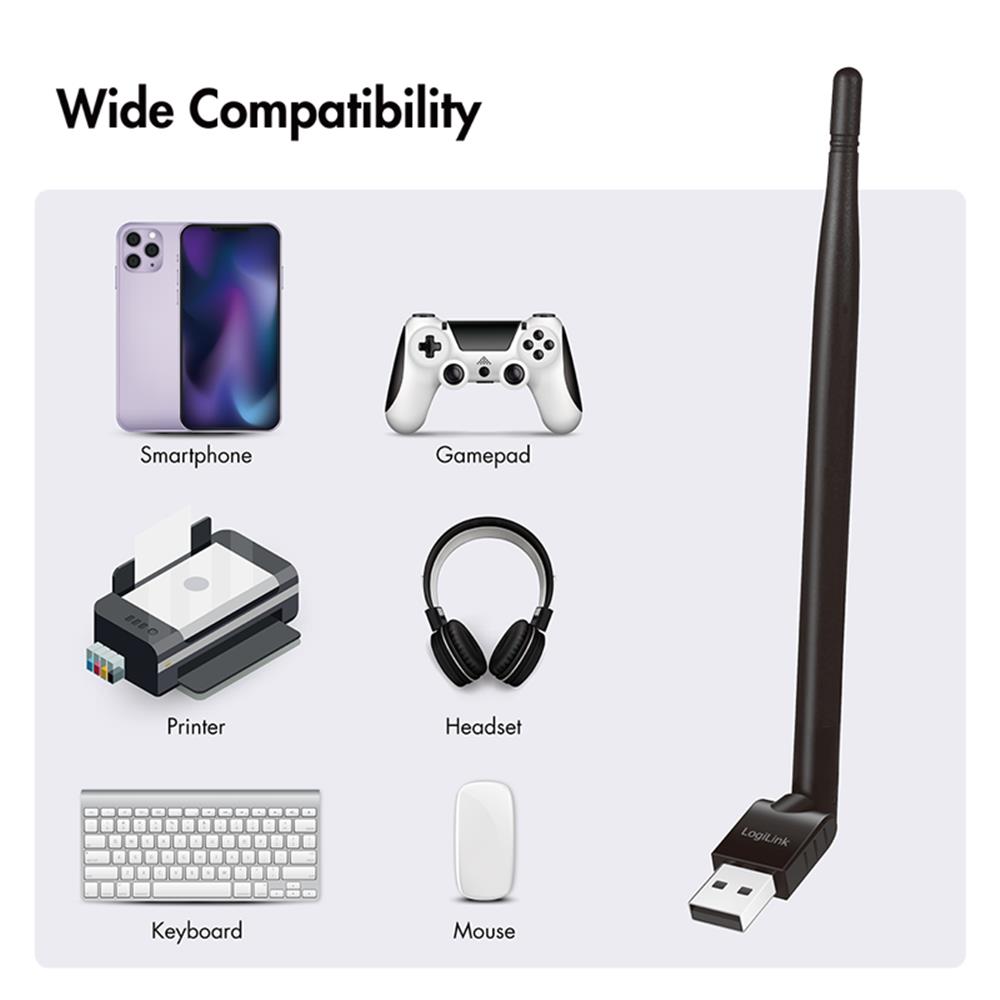 LogiLink Bluetooth 5.3 Adapter USB-A – 150 m Reichweite, 3 Mbit/s, Schwarz