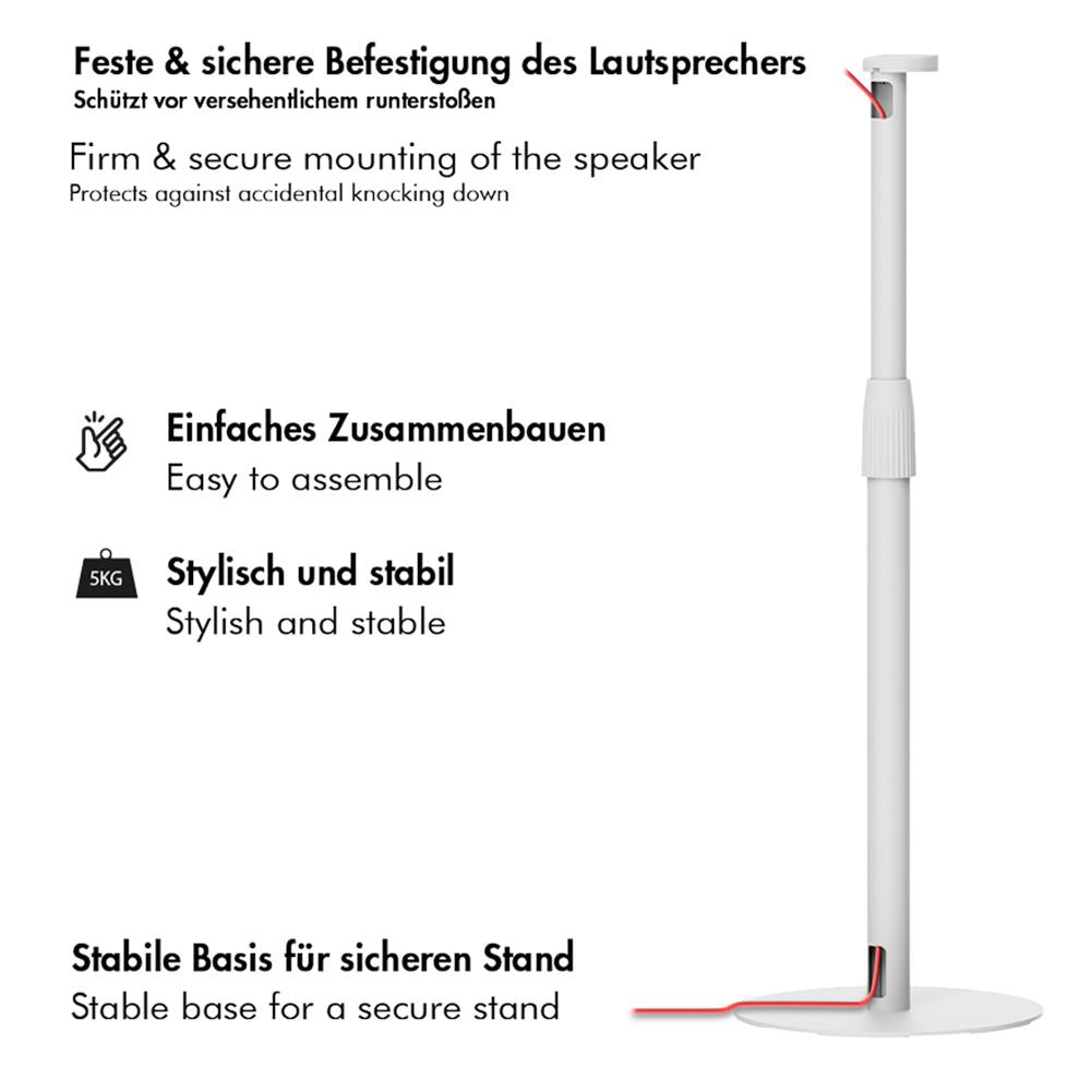 LogiLink Lautsprecherständer für SONOS ERA 100 & 300, höhenverstellbar, max. 5 kg, Weiß